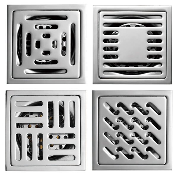 bathroom toilet odorless strainer floor drain grate 4 inch SUS304 stainless steel square drain floor drain - 图片 4