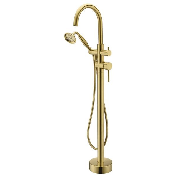 Free Standing brass faucets Shower set hotel shower units Golden color faucet for bathtub