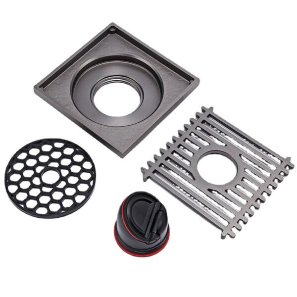 bathroom toilet odorless strainer floor drain grate 4 inch SUS304 stainless steel square drain floor drain - 图片 7