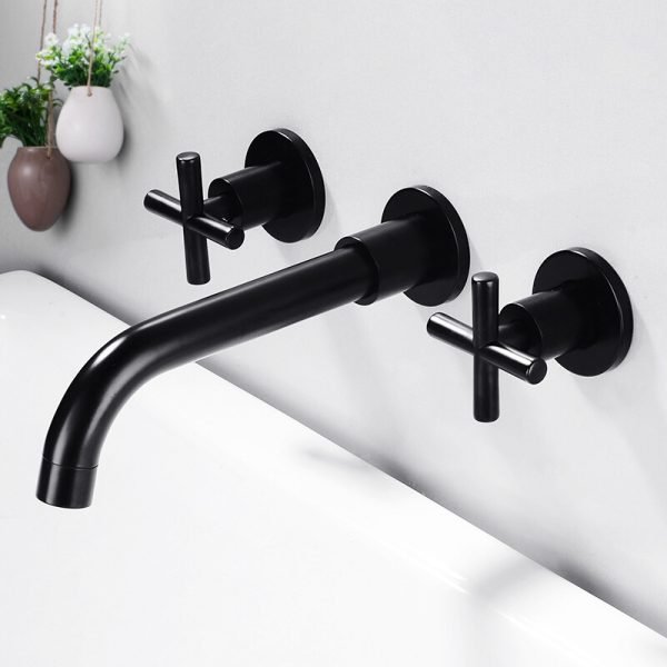 Factory directly Wall Mounted Lavatory Faucet Black Mixer Brass Concealed Basin Mixer Toilet Basin Faucet Tap - 图片 6