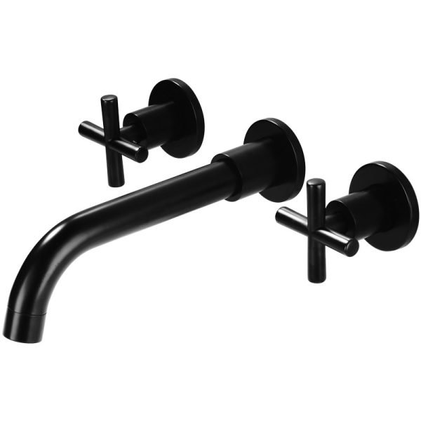 Factory directly Wall Mounted Lavatory Faucet Black Mixer Brass Concealed Basin Mixer Toilet Basin Faucet Tap