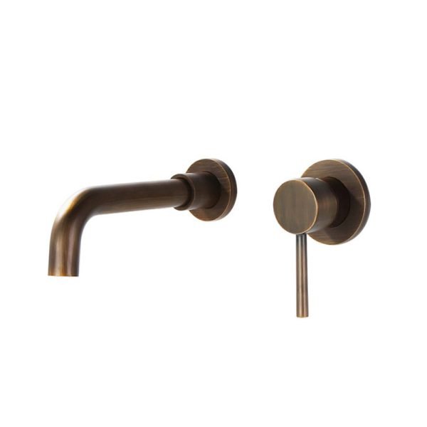 2 Hole Wall Mounted Faucet Brass Bathroom Sink Single Handle Tap Gun Grey Basin Mixer Tap - 图片 3