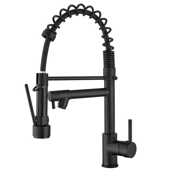 New Modern Style 304 Stainless Steel Matt Black Kitchen Faucet Sink Mixer With Pull Down