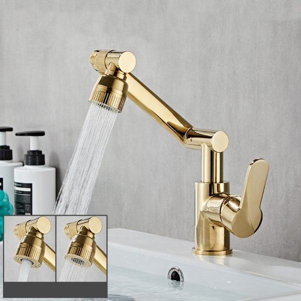 Antique Brass Basin Mixer Gold Color Water Tap 360 Degree Household Faucet - 图片 2