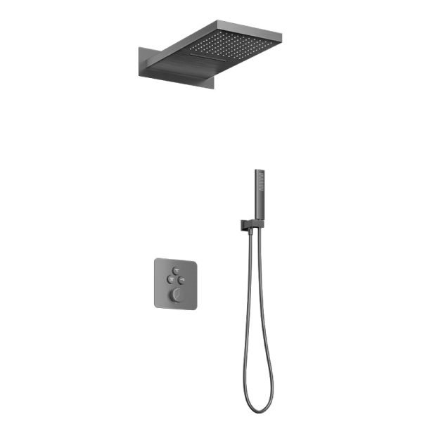 Modern Stainless Steel 3 Functions Inwall Rainfall Shower Bathroom Thermostatic Concealed Shower Set
