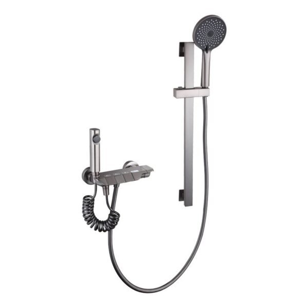 Simple Design Piano Press Button Split Type Shower All-Copper Grey Sanitary Ware Shower Set