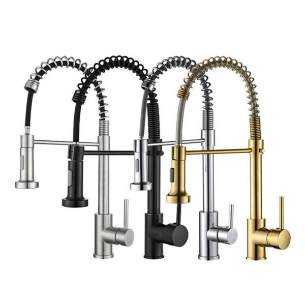 Black Color Brass Kitchen Faucet Dual Spouts Single Handle Water 360 Rotation Kitchen Mixer Tap - 图片 3