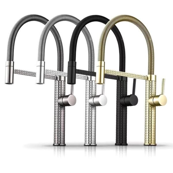 Black Color Brass Kitchen Faucet Dual Spouts Single Handle Water 360 Rotation Kitchen Mixer Tap - 图片 2